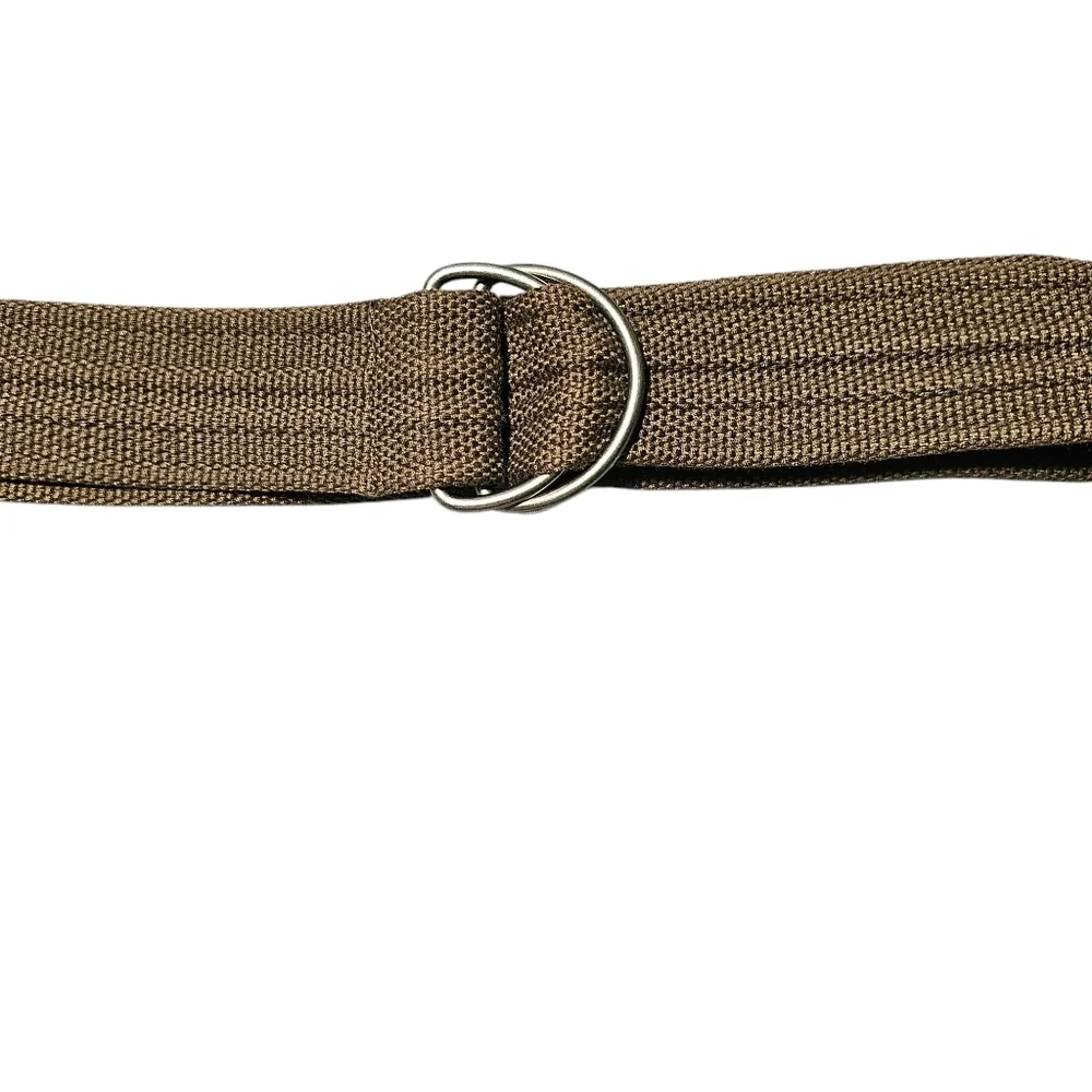 2pk Tan Canvas Woven Belt with D Ring Silver Buckles